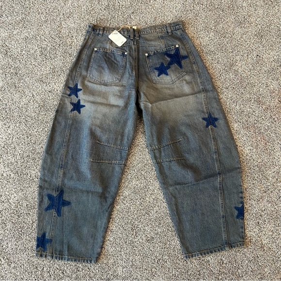 NWT! SAGE + FIG Star Wide Leg Barrel Mid Rise Women’s Jeans with Pockets Size L - Picture 12 of 12